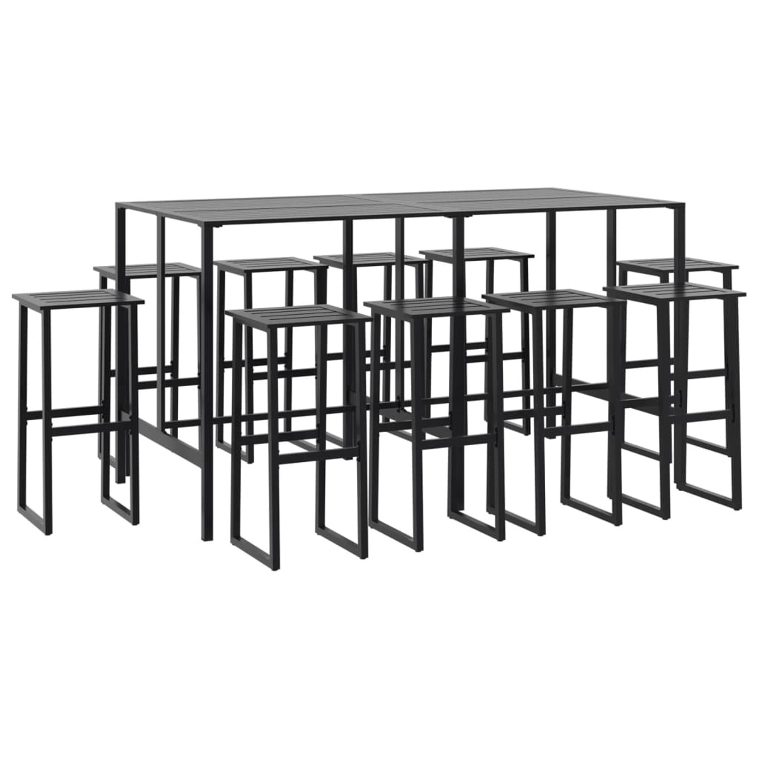 vidaXL 11-tlg Gartenbar-Set Schwarz Pulverbeschichteter Stahl