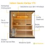Artsauna Vantaa Sauna 175x140cm: Finnische Sauna mit Glasfront, Bänken und 8 kW Ofen.
