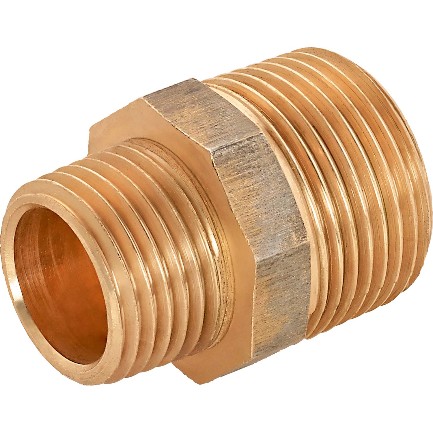 Gewinde-Reduziernippel 21 mm (R 1/2) x 26,4 mm (R 3/4) Rotguss