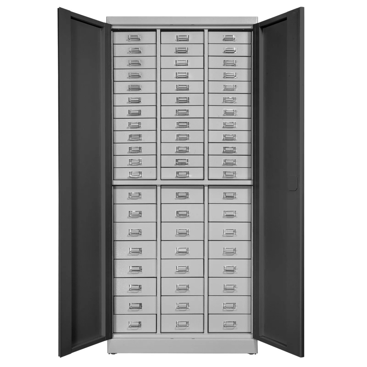 PROREGAL Schubladenschrank Chinchilla Mit 60 Schubladen HxBxT 179x80x41cm Lichtgrau/Anthrazitgrau