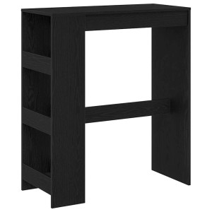 vidaXL Bartisch mit Regal, schwarz, Eichenoptik, mit 3 Ablagen für Küche oder Wohnzimmer.