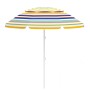 COSTWAY Sonnenschirm Strand, 179 cm, mit bunten Streifen und Knickfunktion für optimalen Sonnenschutz.