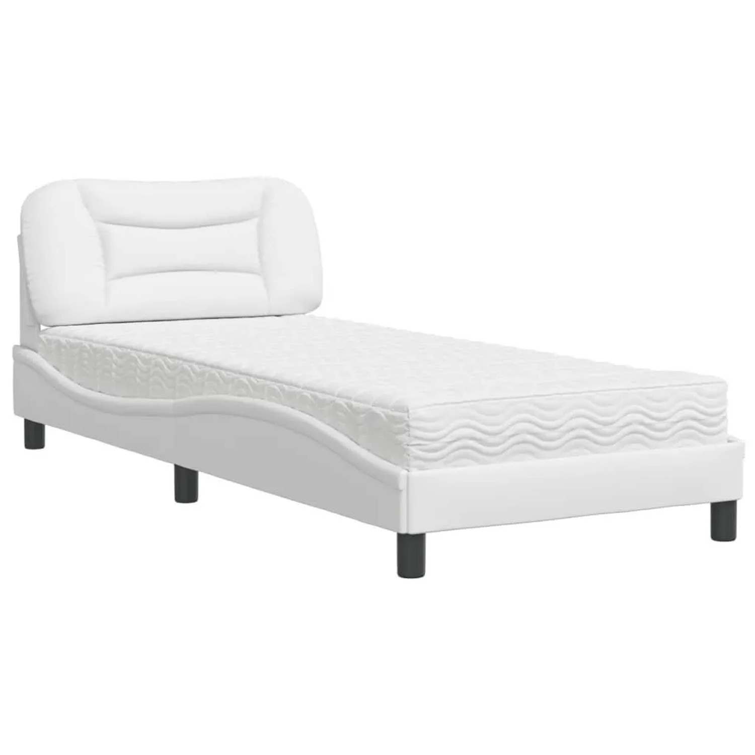 vidaXL Bett mit Matratze Hvar Weiß 90x190 cm Kunstleder 3208690