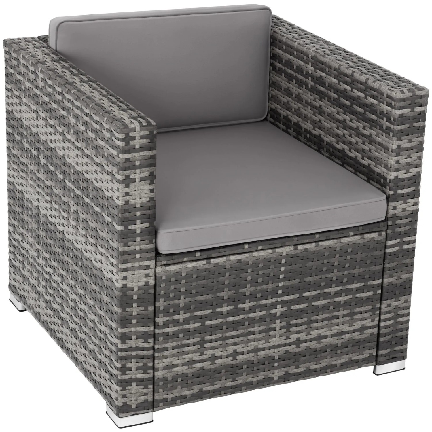 Tectake Rattansessel  Lignano Widerstandsfähig Uv Beständig  69 x 70 x 65 cm Grau