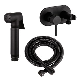 Stilform Design WC/Bidet Handbrause Komplettset in Schwarz Matt. Enthält Handbrause, Schlauch und Unterputz Mischer für Badhygiene.