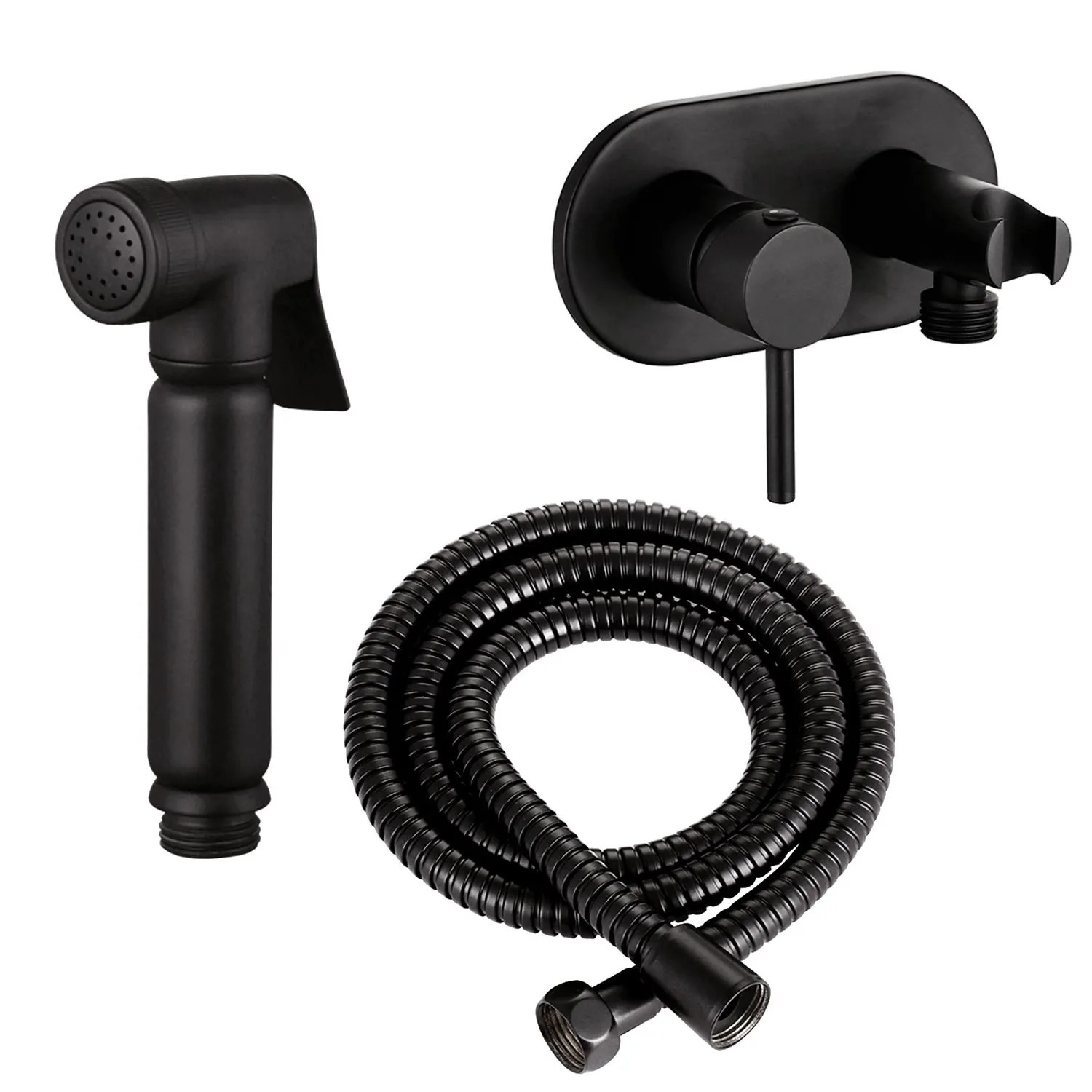 Stilform Design WC/Bidet Handbrause Komplettset mit Unterputz Mischer in Schwarz Matt