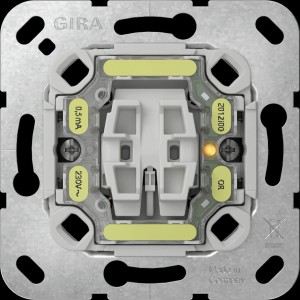 Gira Kontrollschalter, 2-polig, zur Unterputzmontage mit integrierter Beleuchtung.