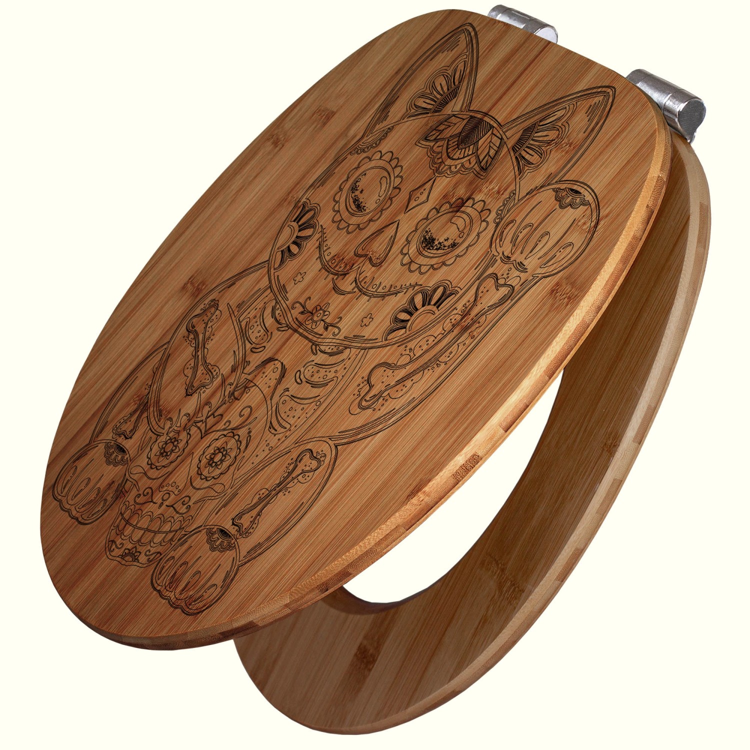 Banjado WC Sitz Bambus Holz Mit Gravur Toilettendeckel Mit Absenkautomatik günstig online kaufen