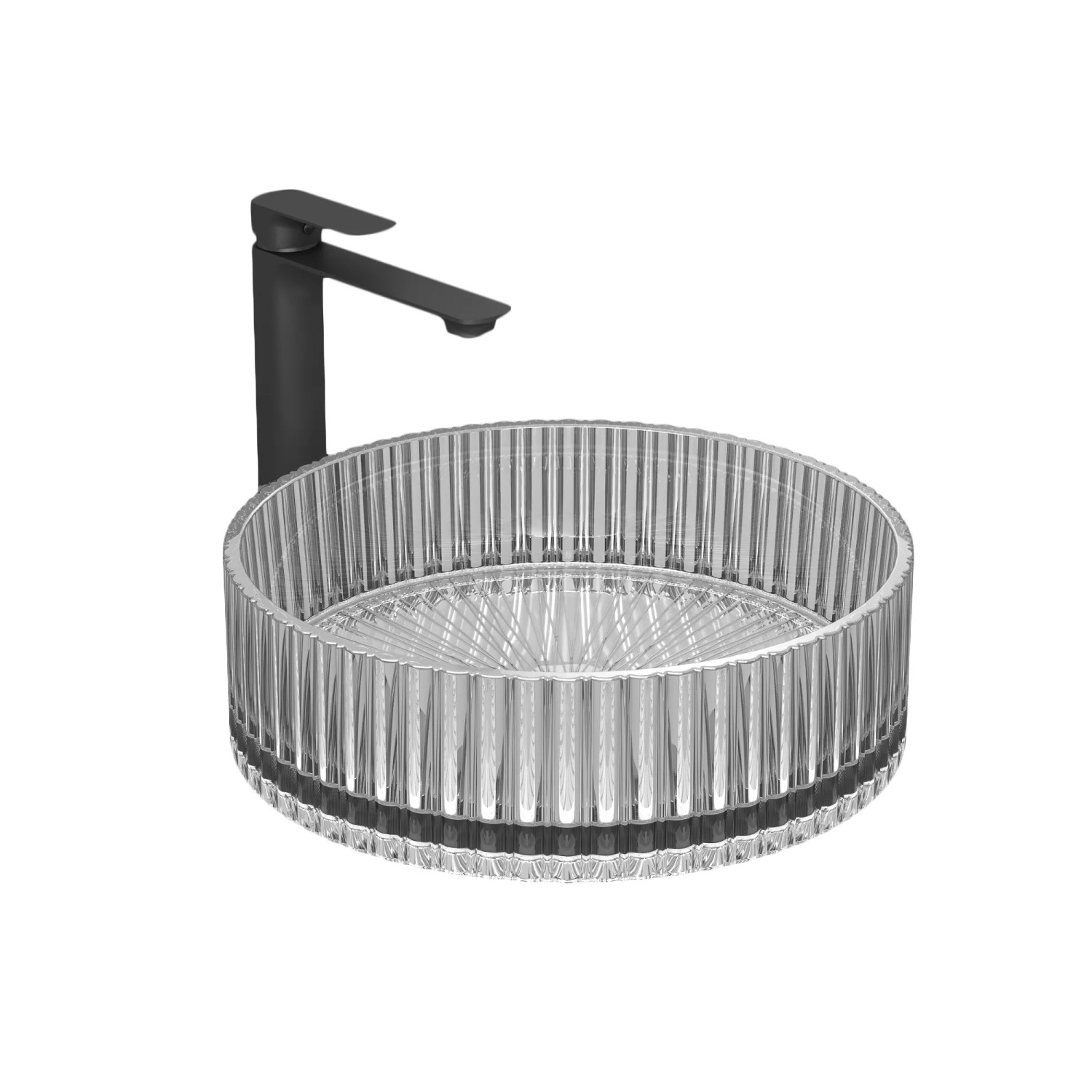 Emke Glas Aufsatzwaschbecken 40x40x12cm Grau Rundes Waschbecken