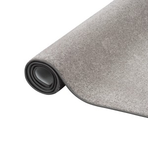 Gerollter, taupefarbener Snapstyle Velours Teppich Shine, 200x300cm. Kurzflorteppich, weich und schadstoffgeprüft.