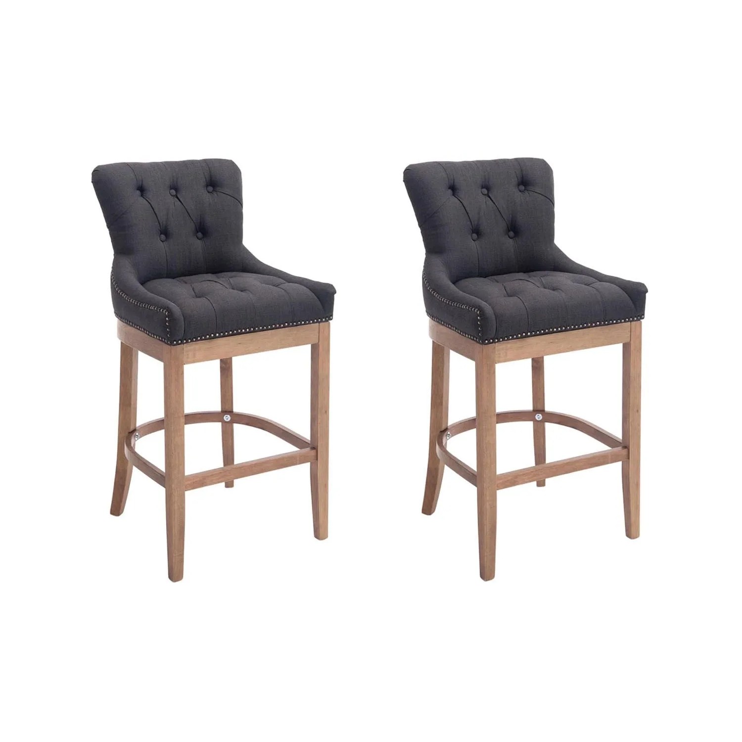 CLP 2er Set Barhocker Lakewood Stoff Dunkelgrau/Antik-Hell