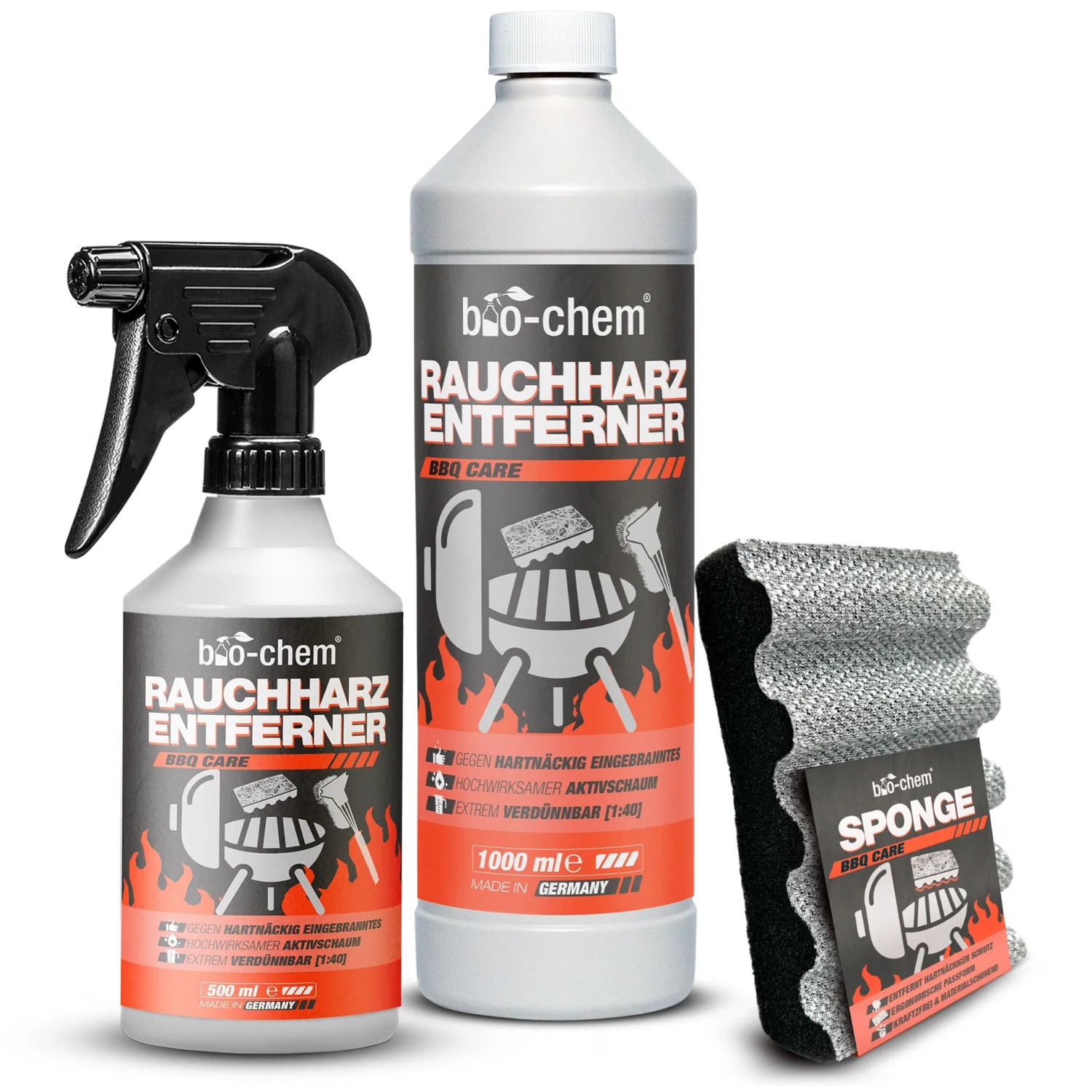 bio-chem Rauchharz-Entferner 0,5, und 1, Set mit Grill-Reinigungsschwamm