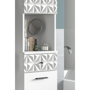 Inn.Furn Badezimmer Hochschrank in Weiß Hochglanz 35 x 187 cm Relief