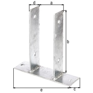 Feuerverzinkter Alberts U-Pfostenträger 81x200x60/200x50 mm, zum Aufschrauben, für sicheren Halt.