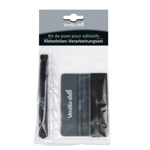 Venilia Klebefolien-Verarbeitungsset mit Rakel und Anstichhilfe für blasenfreies Anbringen.