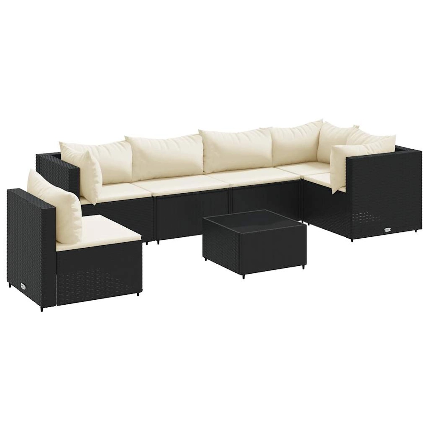 vidaXL 7-Tlg Garten-Lounge-Set mit Kissen Schwarz Poly Rattan 3308176 günstig online kaufen