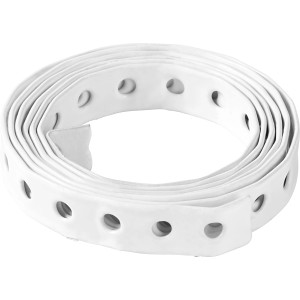 Weißes Lochband, pulverbeschichtet, 17 mm breit, 1,5 m lang, für vielseitige Befestigungen.