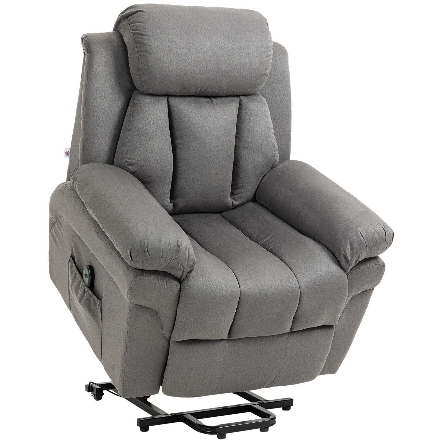 HOMCOM Sessel mit Aufstehhilfe Polyester Schaumstoff Stahl Hellgrau