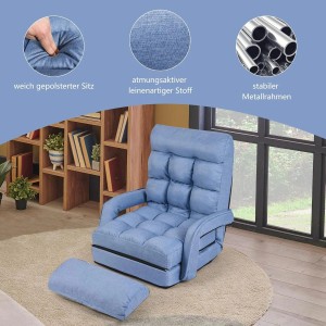 Costway Bodenstuhl mit Schlaffunktion Klappsofa Armlehnen Blau