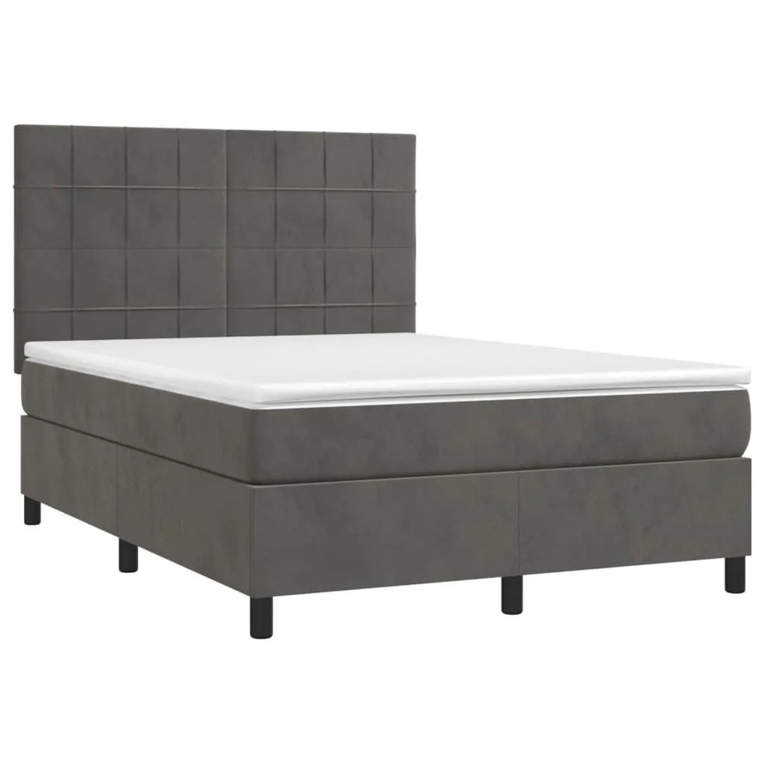 vidaXL Boxspringbett mit Matratze & LED Dunkelgrau 140x190 cm Samt 3136120 günstig online kaufen