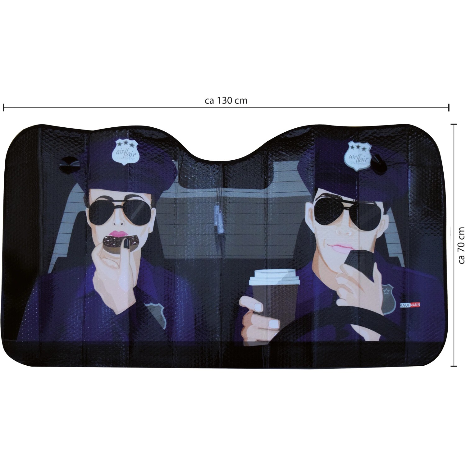 OkCars Frontscheibensonnenschutz Polizei Design, 130x70cm, für PKW Innenausstattung.