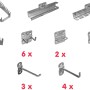 Güde Werkzeughalter Sortiment, 28-teilig, verschiedene Haken und Halter für Lochwandsysteme.