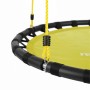 Gelbe Relaxdays Nestschaukel mit gepolstertem Stahlrahmen und höhenverstellbaren Seilen. Ideal für Garten & Kinder.