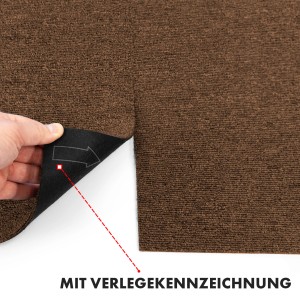 Beige KARAT Teppichfliese Moscow, meliert, 50x50 cm, mit angehobener Ecke zur Ansicht der Rückseite.