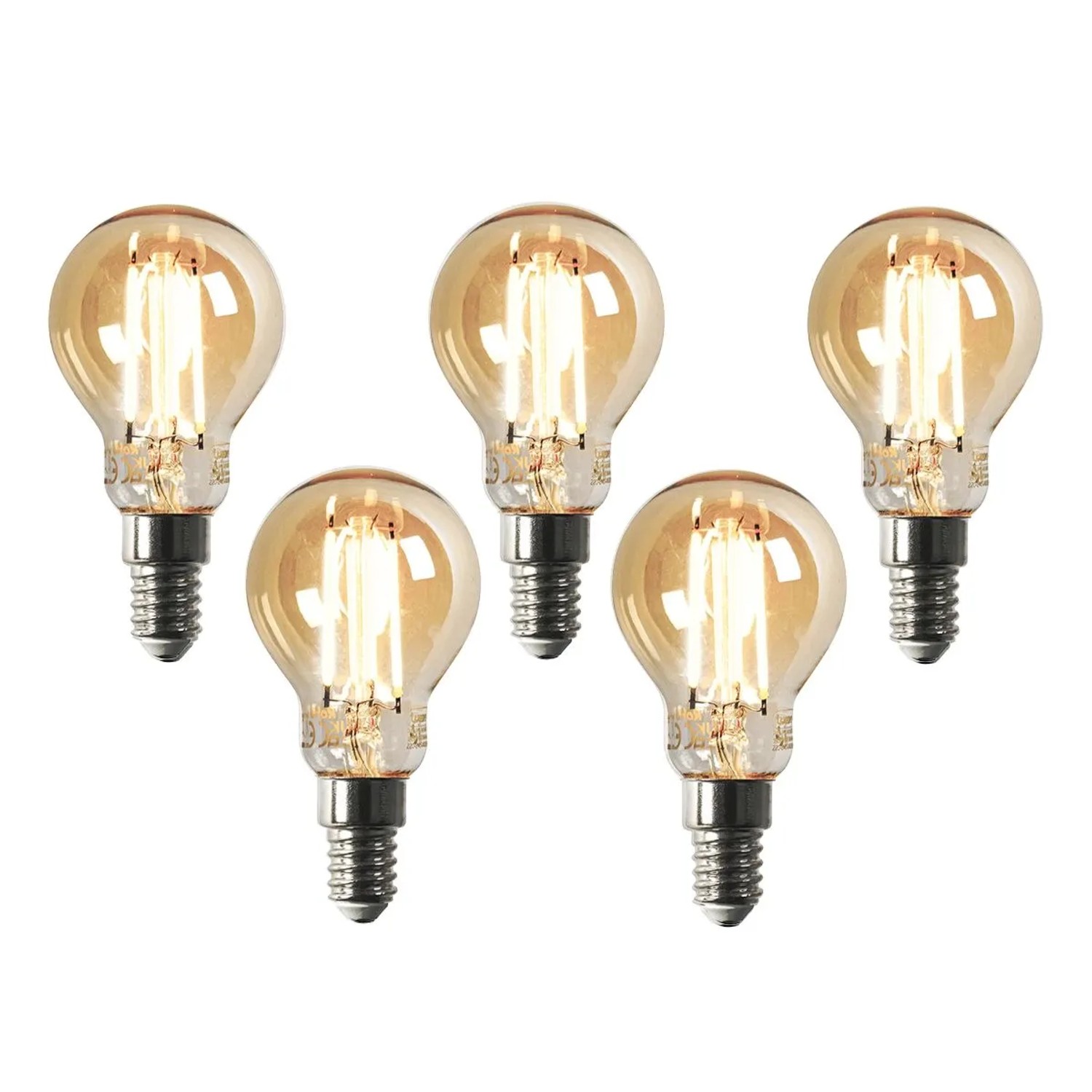 LUEDD Set mit 5 Smart E14 Dimmbar in Kelvin LED Lampe P45 Goldline 4,9W 470,m 1800 4000K