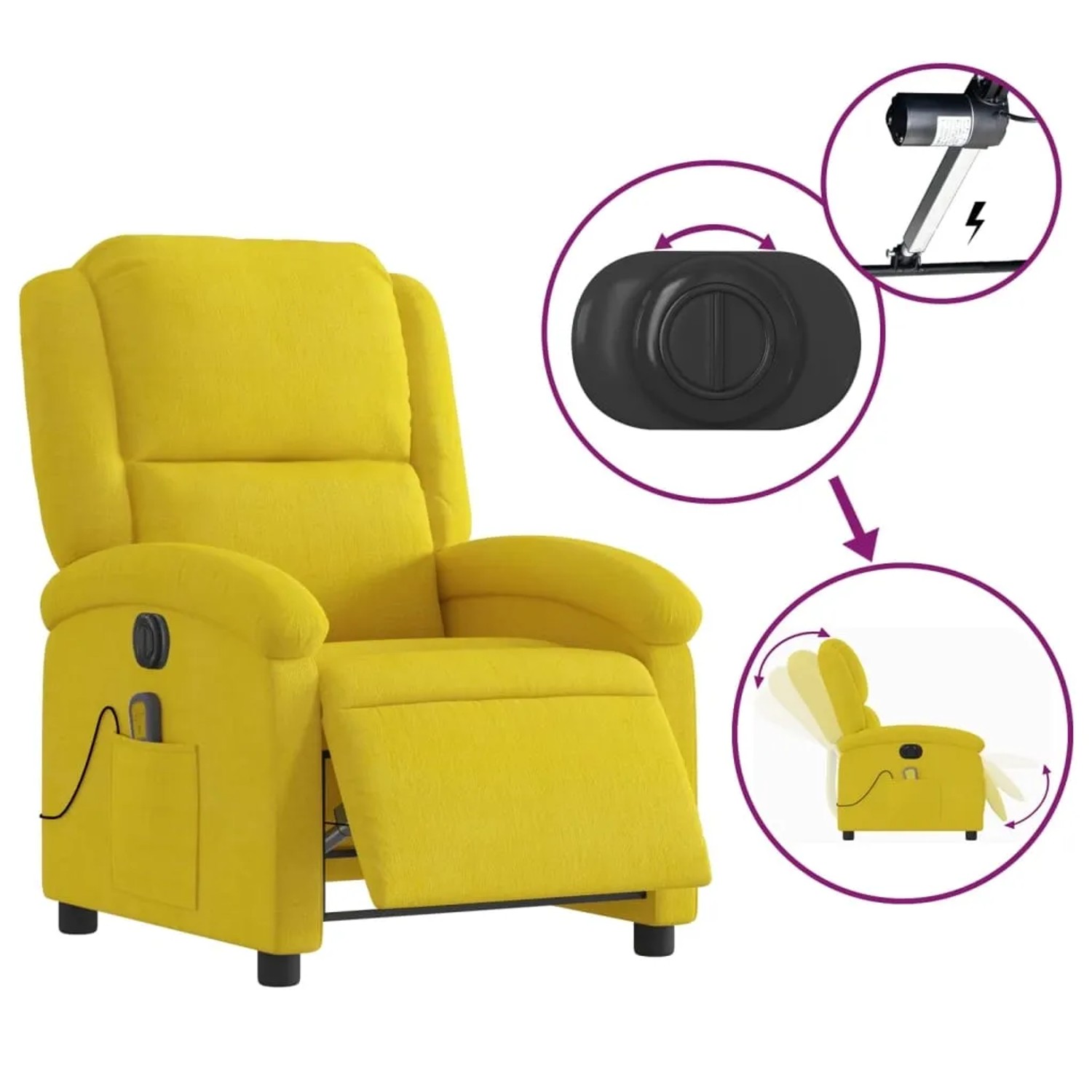 Elektrischer Massagesessel Gelb von vidaXL mit Relaxfunktion und Vibrationsmassage.