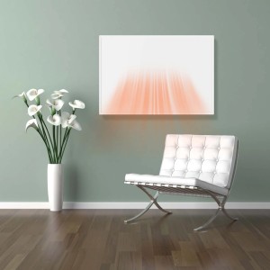 Wiltec Infrarotheizung 400W als Heizpaneel an Wand, kombiniert mit Deko-Elementen.