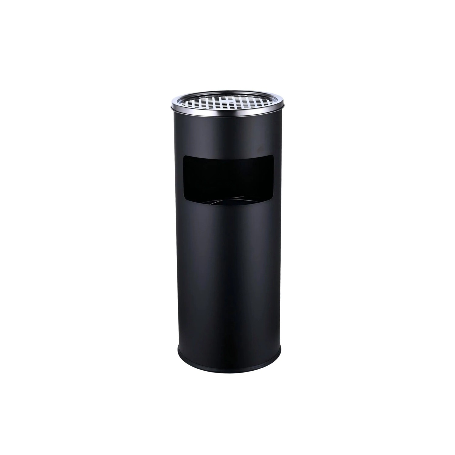 Relaxdays Standaschenbecher Edelstahl Schwarz Silber mit Inneneimer 60,5 cm x 24 cm 2,5 kg
