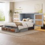 okwish Schrankbett 140x200cm mit Stauraumschubladen Wandbett Jugendzimmer Grau ohne Matratze_2