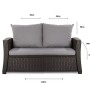 Graues 1-tlg. Gartenkissen Set für 2-Sitzer Polyrattan Gartensofa, 110x60x50 cm.
