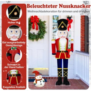 Große Costway Nussknacker Figur (157 cm) als leuchtende Weihnachtsdeko für Innen & Außen.