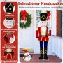 Große Costway Nussknacker Figur (157 cm) als leuchtende Weihnachtsdeko für Innen & Außen.