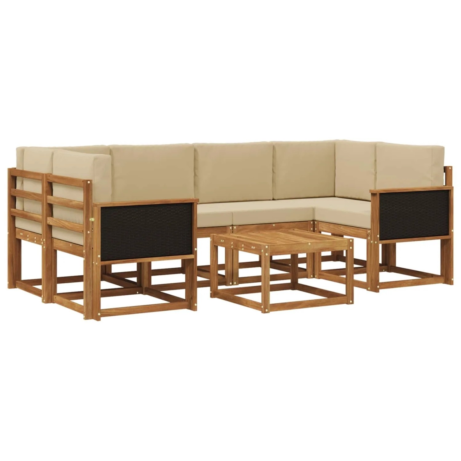 vidaXL Outdoor-Sofagarnitur mit Kissen 5 Stk Natur 3385024