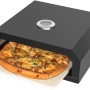 EL Fuego Pizzaaufsatz schwarz mit Pizza und Thermometer für Holzkohle-, Gas- und Elektrogrills.