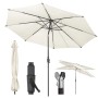 Sekey Sonnenschirm 350 cm mit Kurbel, beige, für Garten und Terrasse. Details zu Neigung und Kurbelmechanismus.
