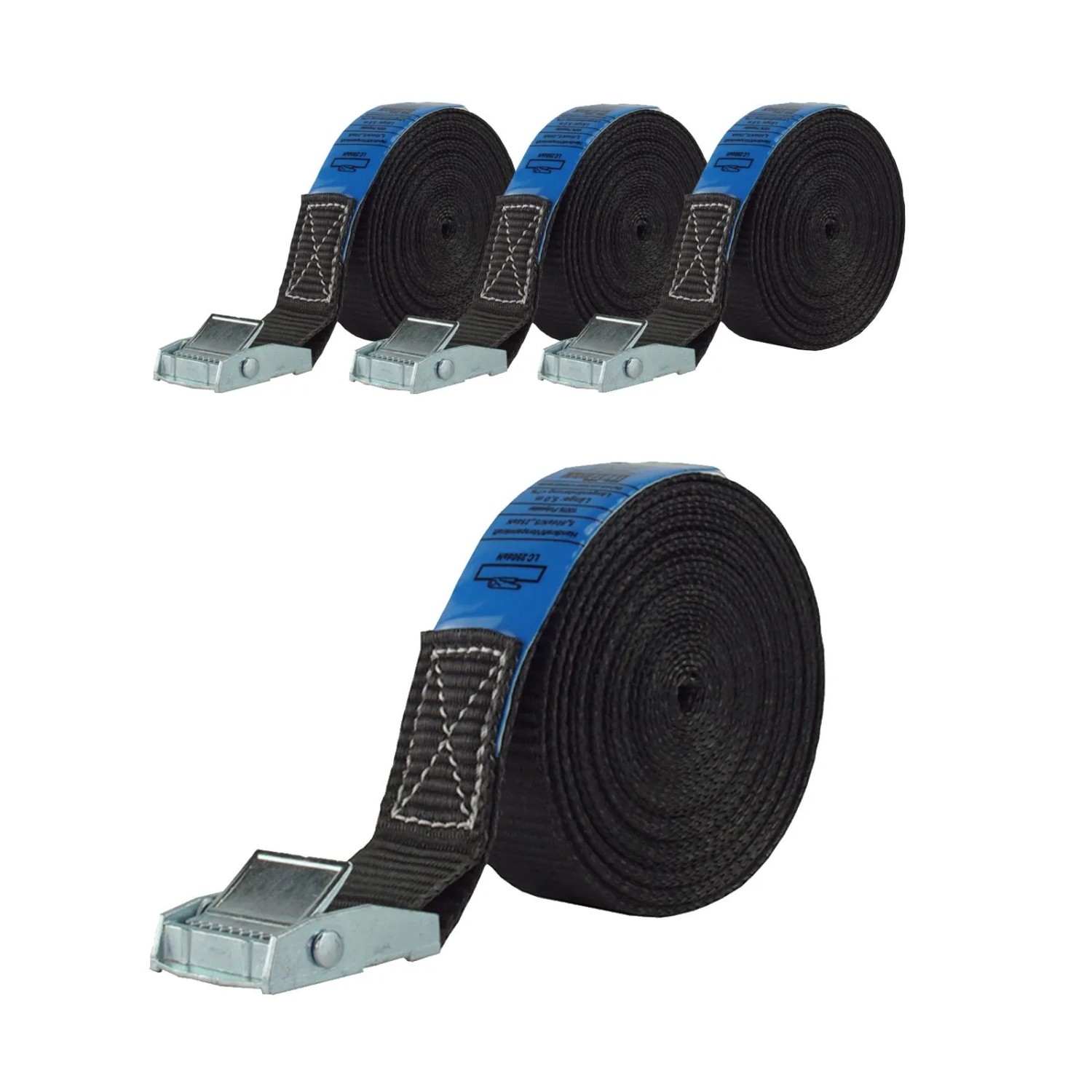 TRUTZHOLM 4x Profi Spanngurt Klemmschloss Auto 1 Teilig 6m 250 kg Schwarz