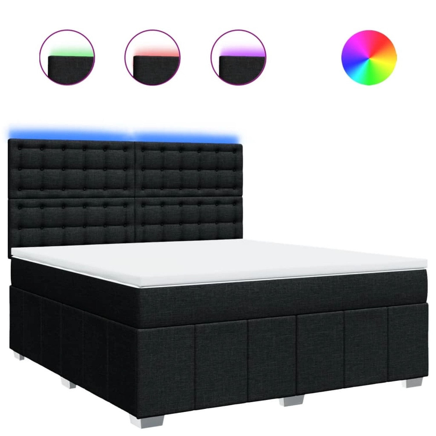 vidaXL Boxspringbett mit Matratze Schwarz 180x200 cm Stoff 3294063 günstig online kaufen