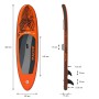 Aufblasbares, oranges Stand Up Paddle Board (SUP) mit Maßangaben.