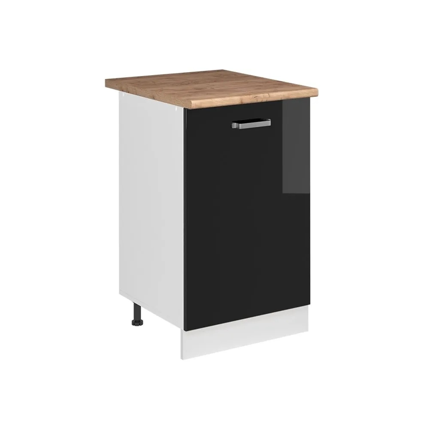 Vicco Küchenunterschrank R-Line Schwarz Hochglanz/Weiß 50 x 82 Arbeitsplatte Goldkraft Eiche Art Nr 70157