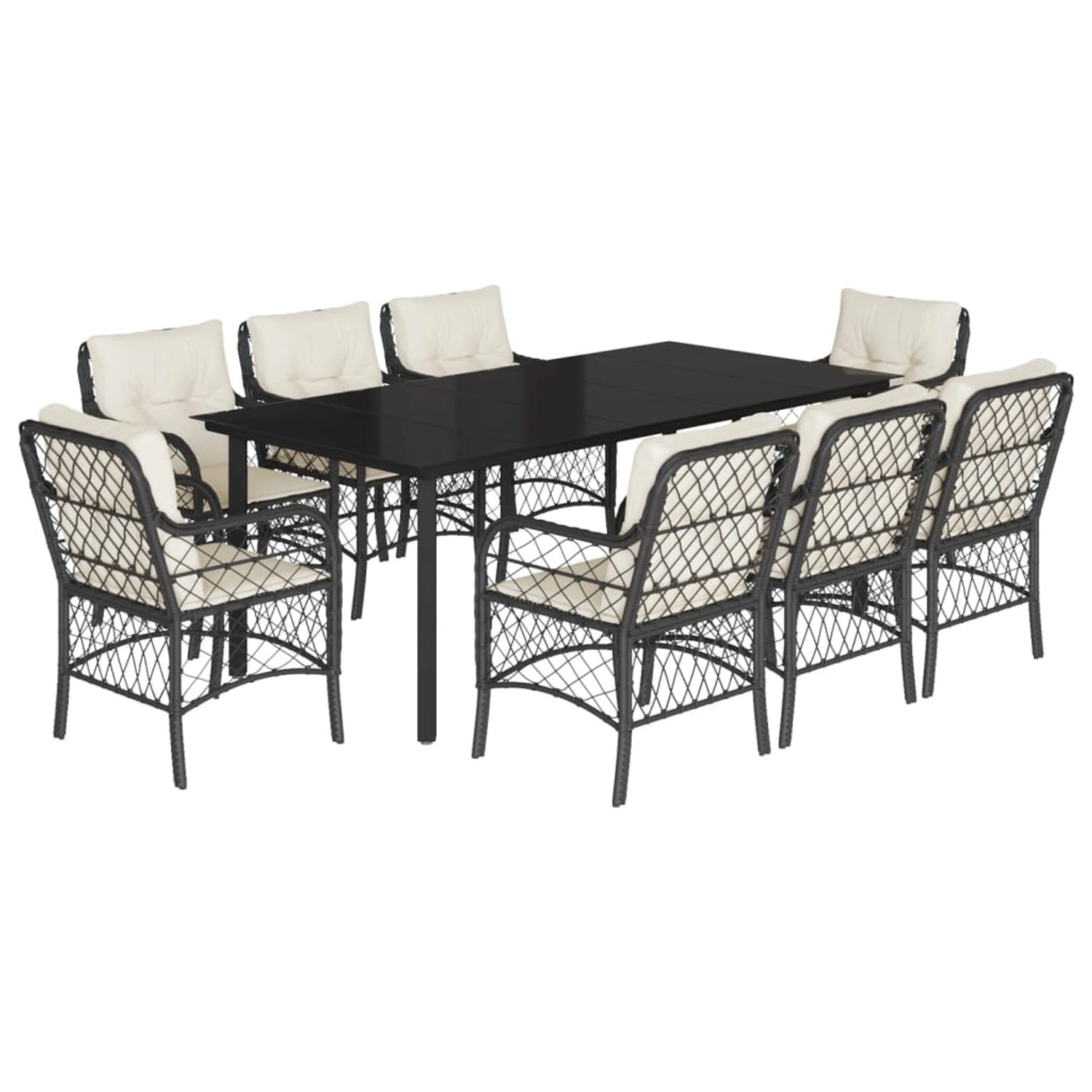 vidaXL 9-Tlg Garten-Essgruppe mit Kissen Schwarz Poly Rattan 3212095 günstig online kaufen