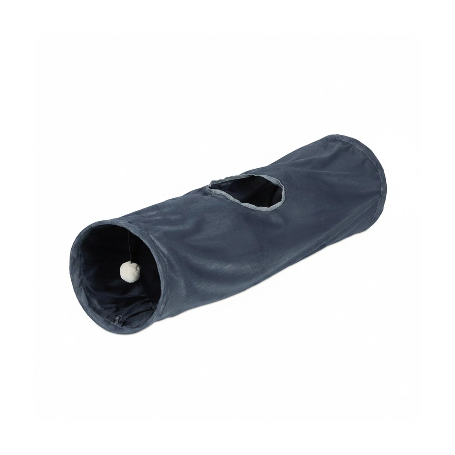 Relaxdays Katzentunnel Plüsch Grau Faltbar 88 cm x 25 cm 290 g