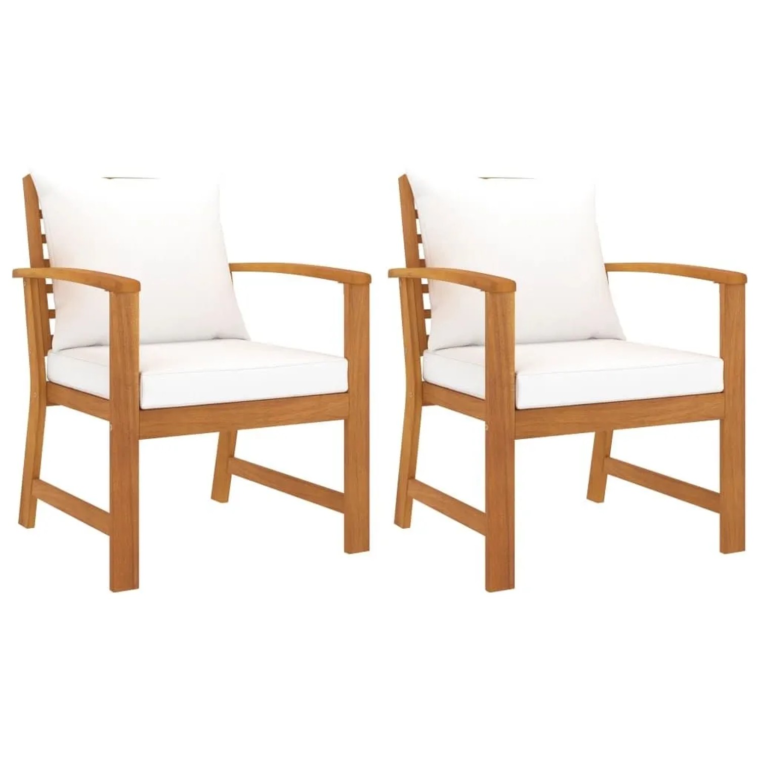 vidaXL Gartenstühle 2 Stk mit Creme Kissen Massivholz Akazie 318340
