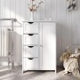 Vasagle Sideboard in Weiß mit 4 Schubladen und einer Tür. Vielseitiger Stauraum für Bad oder Wohnzimmer.