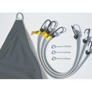 Floracord Dreiecksonnensegel Anthrazit 360 cm mit Zubehör: Spanngurte, Schrauben und Dübel.