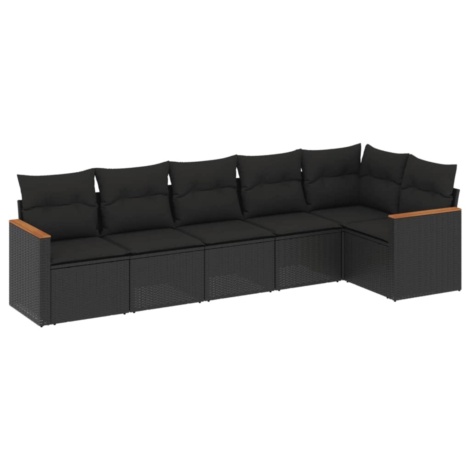 vidaXL 6-Tlg Garten-Sofagarnitur mit Kissen Schwarz Poly Rattan 3225985 günstig online kaufen