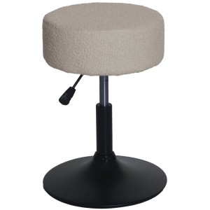 PROREGAL Hocker Höhenverstellbar Und Drehbar Sitzhöhe 45-57cm Durchmesser 37cm Stoff Bouclé Beige Sitzhocker Schminkhocker
